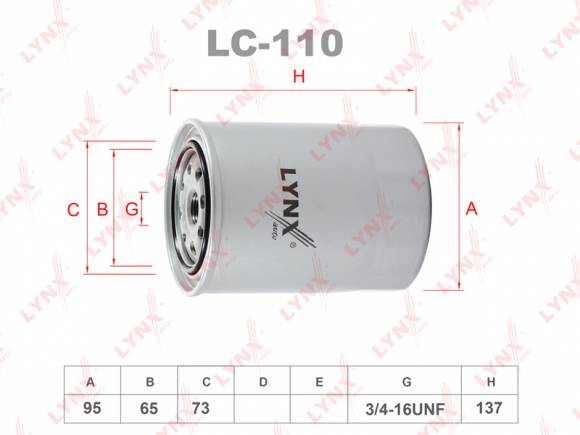 Фильтр масляный HCV LYNXauto LC-110